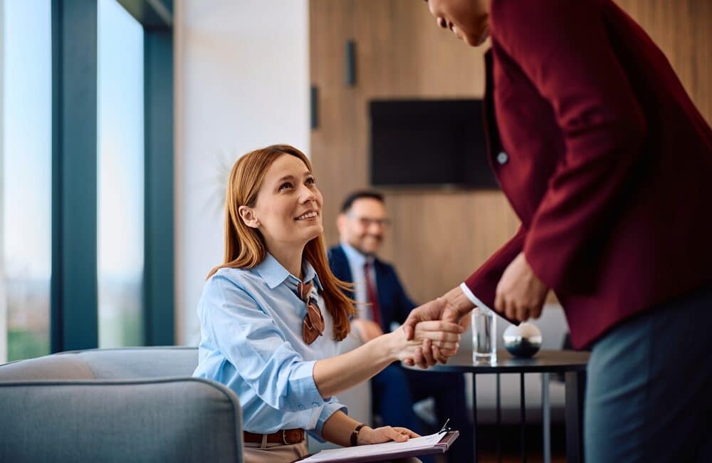 Happy,Female,Job,Candidate,And,Hr,Manager,Greeting,In,A