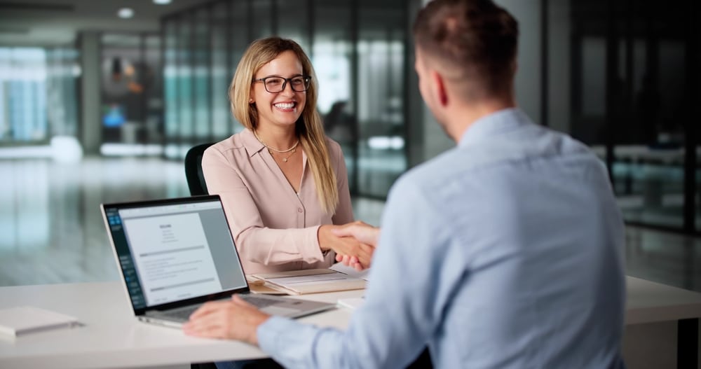Hr,Consultant,Shaking,Hands,With,Customer,Service,Staff,During,Interview